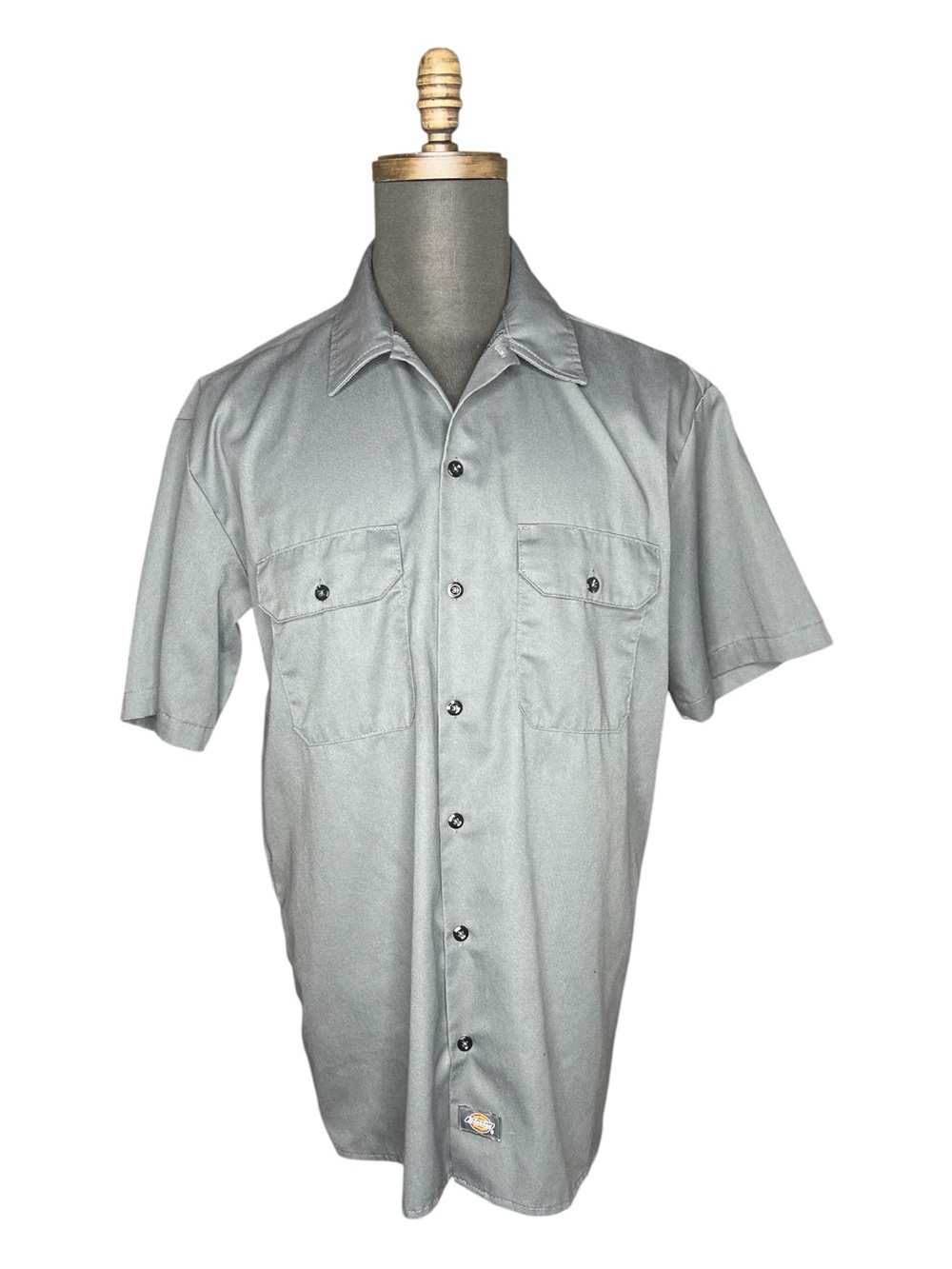 DICKIES 1574 Short Sleeve Button Up Work Shirt Charcoal Gray Mens L